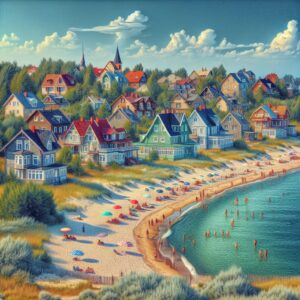 Ustka – domki przy plaży z drewnianą architekturą